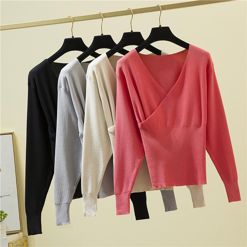 Women's Sweaters Fashion Cross Collar Slim Waist Knitted Pullovers Woman Long Sleeve Designed Chic Sweater Fall Solid All Match Sueter Mujer, White;black
Women's Sweaters Fashion Cross Collar Slim Waist Knitted Pullovers Woman Long Sleeve Designed Chic Sweater Fall Solid All Match Sueter Mujer, White;black