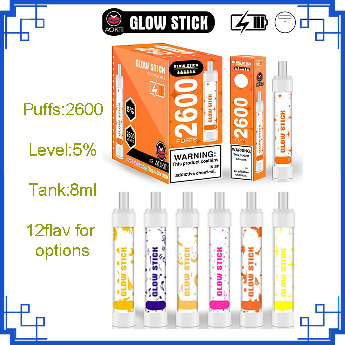 Original Aokit Glow Stick Rechargeable cigarette Device RGB Light Glow 2600Puffs Battery 8ml empty Pre-filled vs bang mesh bc5000 filex max Legend
Original Aokit Glow Stick Rechargeable cigarette Device RGB Light Glow 2600Puffs Battery 8ml empty Pre-filled vs bang mesh bc5000 filex max Legend