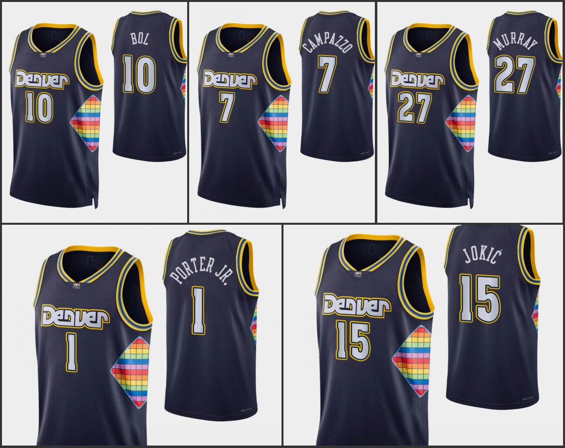 Denver Nuggets's Men Nikola's Jokic Jamal Murray Bol Bol Michael Porter Jr. Facundo Campazzo 75th Anniversary Purple Jersey, Black
Denver Nuggets's Men Nikola's Jokic Jamal Murray Bol Bol Michael Porter Jr. Facundo Campazzo 75th Anniversary Purple Jersey, Black
