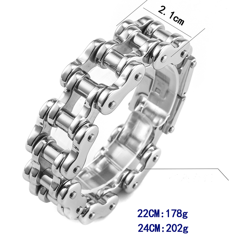 New Fashion Big Size Vintage Motorcycle Chain Bracelet Men Metal Mens Bracelets Stainless Steel on Hand hip hop Jewelry Gifts for Men