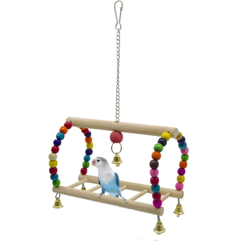 Other Bird Supplies 2021 Toys Birds Pets Parrots Ladders Climbing Toy Hanging Colorful Balls With Natural Wood