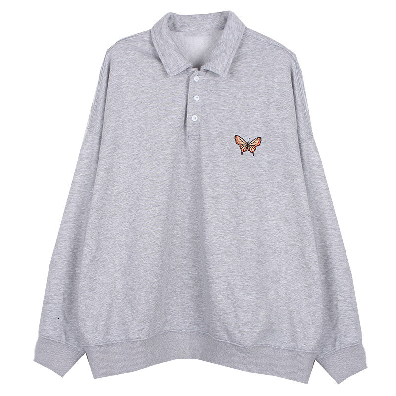 2021 America Vintage Gray Cotton Embroid Butterfly Sweatshirts Women Oversized Polo Collar Pullovers Autumn New Casual Loose Tops 7y8h
2021 America Vintage Gray Cotton Embroid Butterfly Sweatshirts Women Oversized Polo Collar Pullovers Autumn New Casual Loose Tops 7y8h