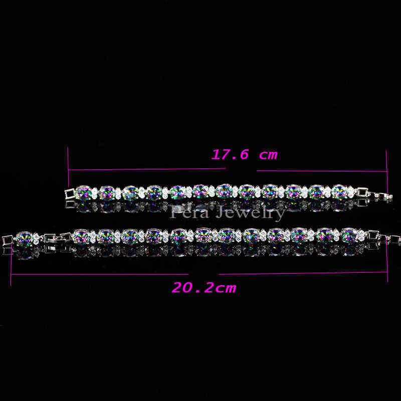 Pera Fashion Women Evening Party Jewelry Natural Light Blue Oval Rainbow Mystic Crystal Stones Bracelets for Birthday Gift B087 211124