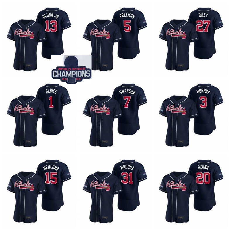 Atlanta Men Women Youth Braves 13 Ronald Acuna Jr. 27 Austin Riley 5 Freddie Freeman Dansby Swanson Ozzie Albies Navy 2021 World Series Baseball Jersey Champions
Atlanta Men Women Youth Braves 13 Ronald Acuna Jr. 27 Austin Riley 5 Freddie Freeman Dansby Swanson Ozzie Albies Navy 2021 World Series Baseball Jersey Champions
