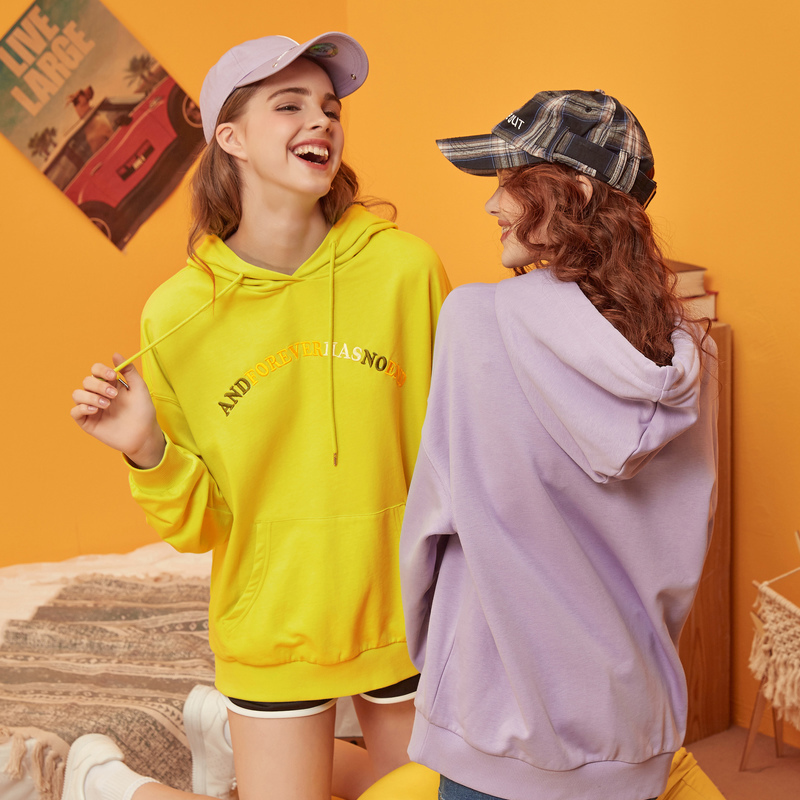Metersbonwe Hoodies For Women Letter Girls Streetwear Casual Sweatshirt New Hoodies Student cashmere Hoodies 201106
