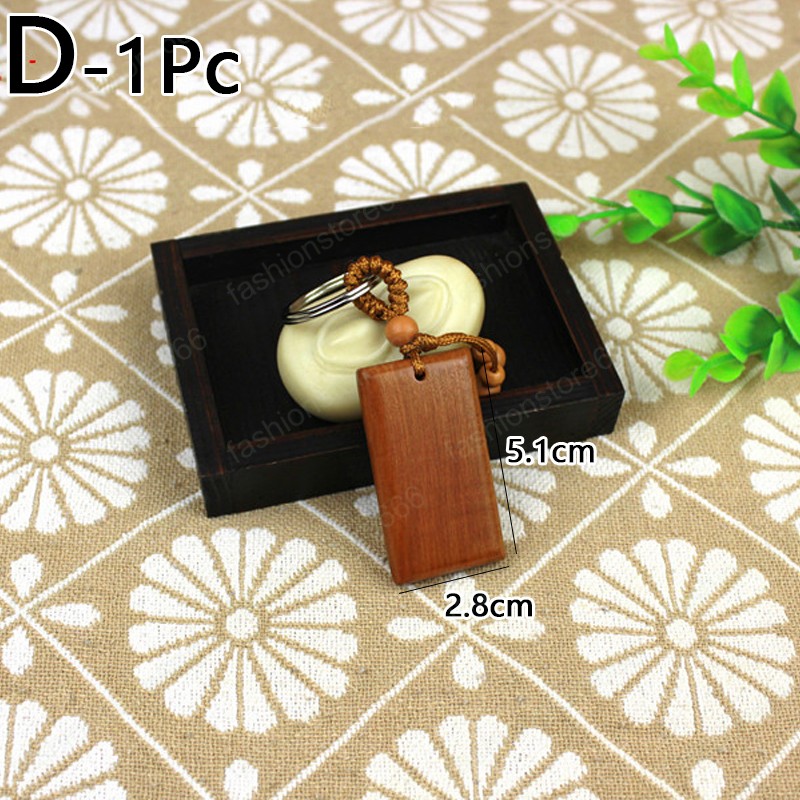 Blank Wood Keychain Rectangular Mahogany Wooden Pendant Keyring Promotion Tags Signage Car Key Chain Ring Charms DIY Accessories