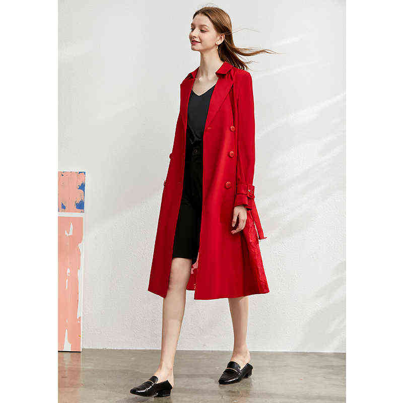 Minimalism Autumn Fashion Lace Spliced Thin Women Windbreaker Causal Lapel Double Breasted Female 12070093 210527