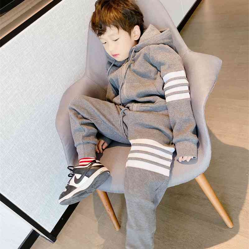 2021 TB spring suit waffle casual pants middle and large children's sweater Korean zipper Hoodie, Gray 
2021 TB spring suit waffle casual pants middle and large children's sweater Korean zipper Hoodie, Gray