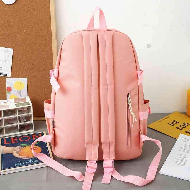 4 Pcs Sets Children's School Backpack Kawaii Women's Bookbag Bags For teens Girls mochilas 210809