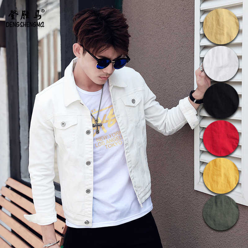 Men's multi-color stretch Cotton denim Skinny Jacket Slim Regular Denim Jacket Classic Retro Lapel Casual jeans Jacket 211009