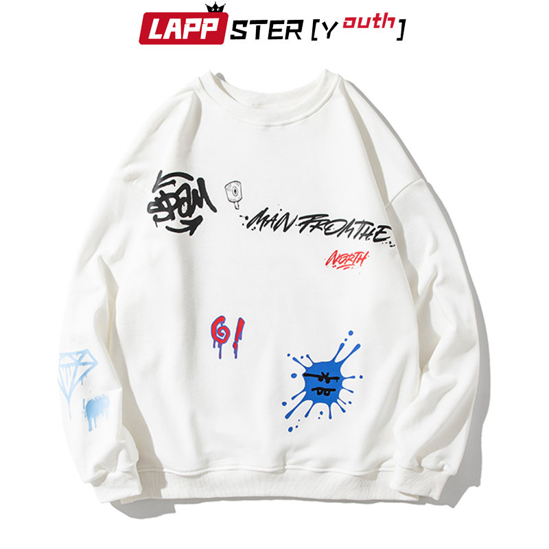 LAPPSTERYouth Japanese Streetwear Hoodies Men Harajuku Korean Fashions Sweatshirt Women 3 Colors Black Casual Clothing 201020