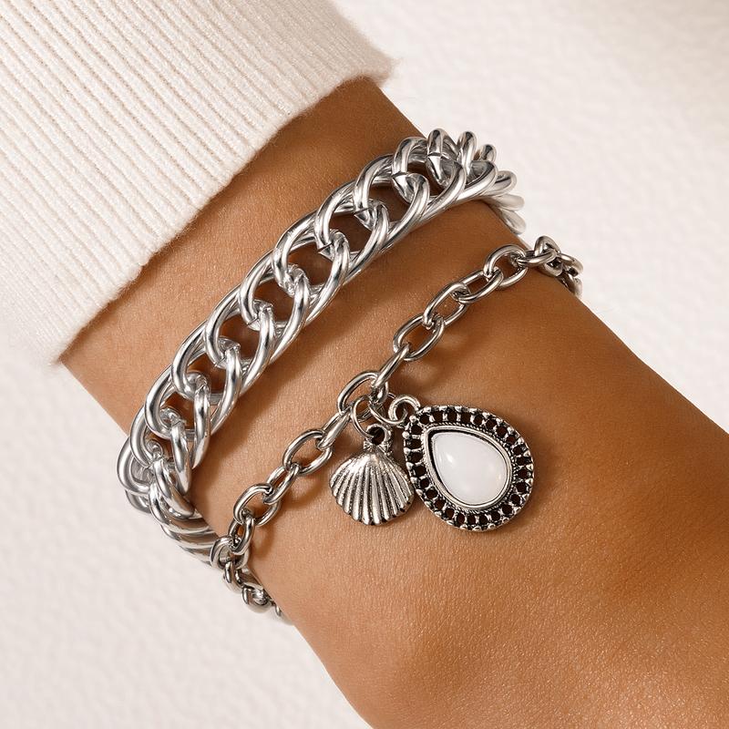 Charm Bracelets Tocona 2pcs/sets Punk Heavy Metal Thick Chain For Women Luxury Water Drop Crystal Stone Alloy Jewelry 20956, Golden;silver
Charm Bracelets Tocona 2pcs/sets Punk Heavy Metal Thick Chain For Women Luxury Water Drop Crystal Stone Alloy Jewelry 20956, Golden;silver