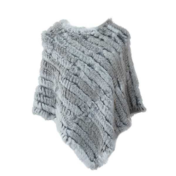 Real Rabbit Fur Knitted Poncho Vest Fashion Wrap Coat Shawl Lady Scarf Natural Wedding Party Wholesale Cape 211020
