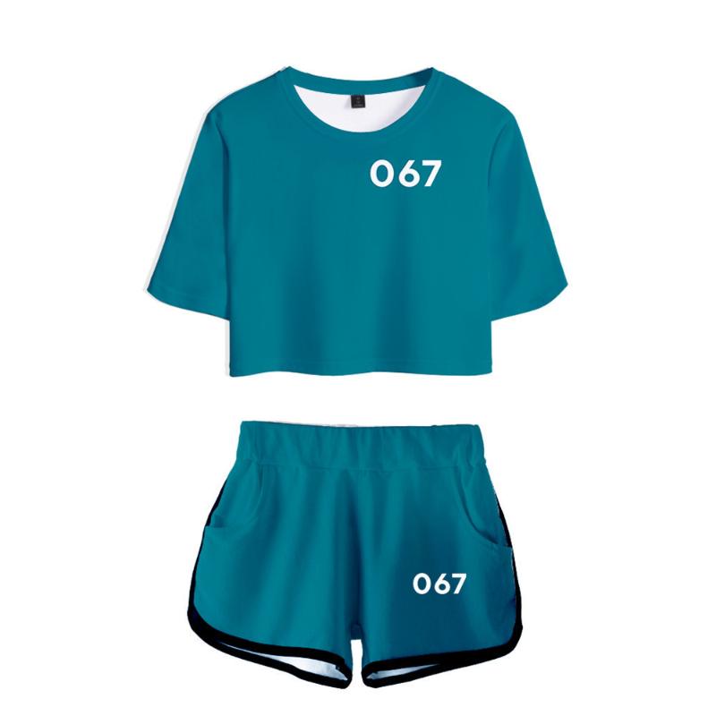 Women's T-Shirt Shorts Suit Squid Korean Drama Game Park Hae-soo The Same 218 3D Short-sleeved Top, White
Women's T-Shirt Shorts Suit Squid Korean Drama Game Park Hae-soo The Same 218 3D Short-sleeved Top, White