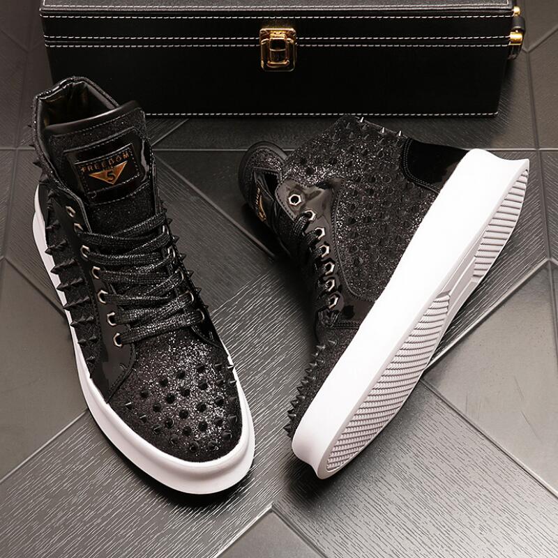 Golden Luxury boots Mens Rivet Sneakers Spikes Men's Shoes Sheet Metal High Tops Punk Platform Men Casual Shoe Ankle Boot A7, Black
Golden Luxury boots Mens Rivet Sneakers Spikes Men's Shoes Sheet Metal High Tops Punk Platform Men Casual Shoe Ankle Boot A7, Black