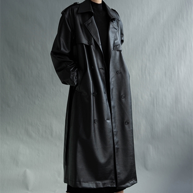Lautaro Autumn Long Oversized Black Faux Leather Trench Coat for Women Sleeve Belt Double Breasted Loose Fashion 211110
Lautaro Autumn Long Oversized Black Faux Leather Trench Coat for Women Sleeve Belt Double Breasted Loose Fashion 211110