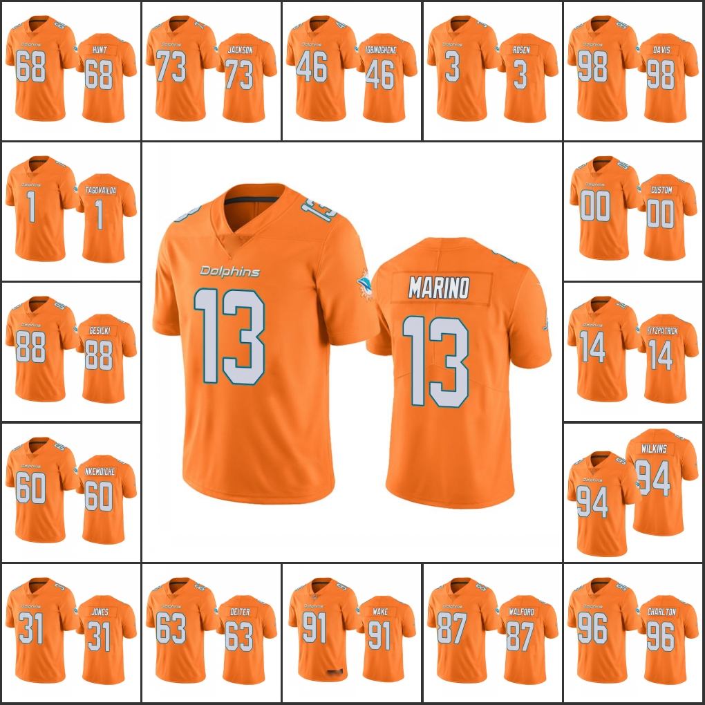 MiamiDolphinsMen #3 Josh Rosen 13 Dan Marino 1 Tua Tagovailoa Women Youth Custom Orange Color Rush Legend Jersey, 11
MiamiDolphinsMen #3 Josh Rosen 13 Dan Marino 1 Tua Tagovailoa Women Youth Custom Orange Color Rush Legend Jersey, 11
