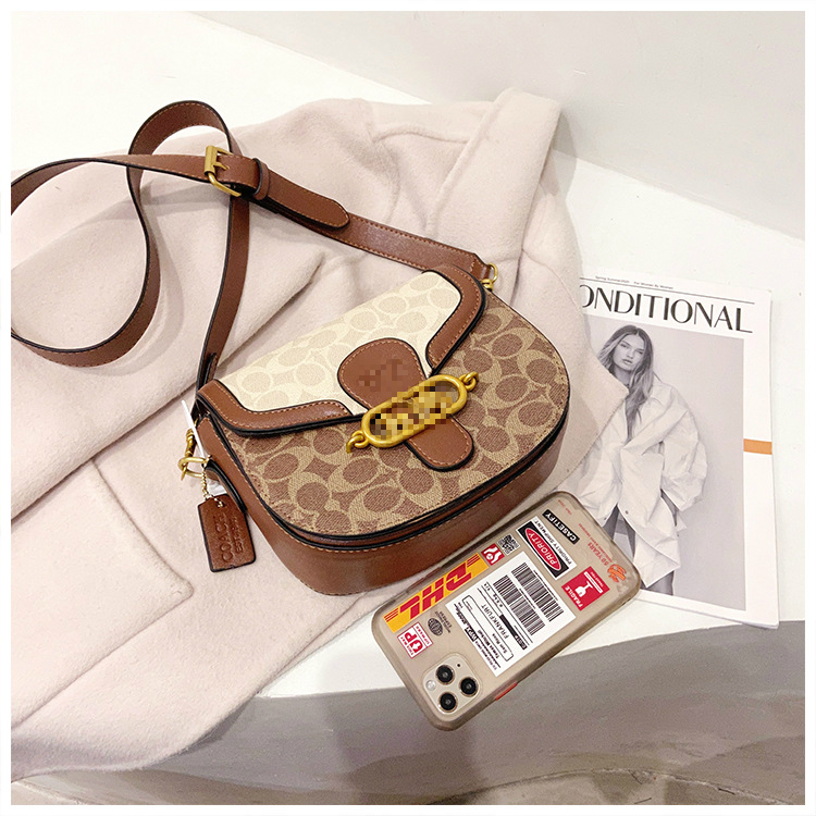 Saddle Bags Women's Slung Semicircle Autumn and Winter Printing Small Design Shoulder Bag, Brown
Saddle Bags Women's Slung Semicircle Autumn and Winter Printing Small Design Shoulder Bag, Brown