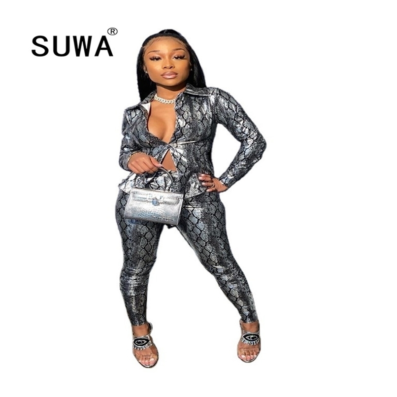 Serpentine Print Fashion Women Two Piece Autumn Winter Tracksuit Turn Down Collar Long Sleeve Blouse+Skinny Pants Matching Sets 210525, Red
Serpentine Print Fashion Women Two Piece Autumn Winter Tracksuit Turn Down Collar Long Sleeve Blouse+Skinny Pants Matching Sets 210525, Red