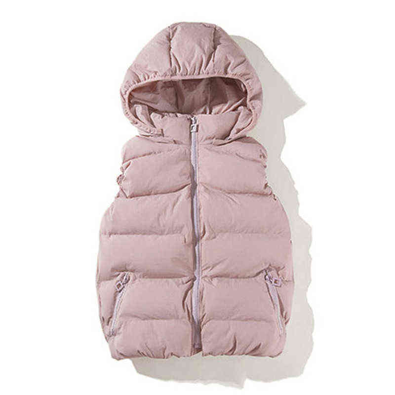 Autumn Winter Down Cotton Vest Women Short Slim Small Girls Students Hooded Sleeveless Coat Korean Chic Pink Outwear H702 211130wtt