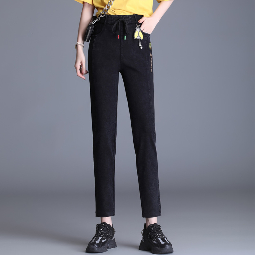 Daddy Harlem spring autumn 2021 new jeans women's loose high slim elastic waist radish pants, White;black
Daddy Harlem spring autumn 2021 new jeans women's loose high slim elastic waist radish pants, White;black