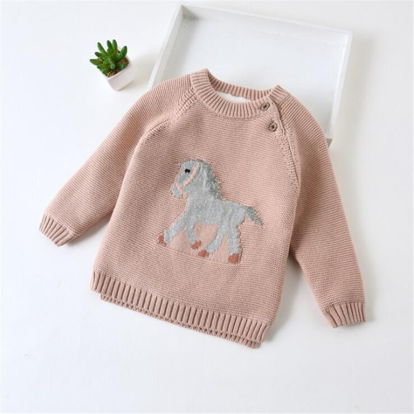 Knitted Baby Clothes Girls Sweater Infant Clothing Newborn Baby Boy Sweaters Thick Fleece Unicorn Kids Sweaters Toddler Cardiagn 210308