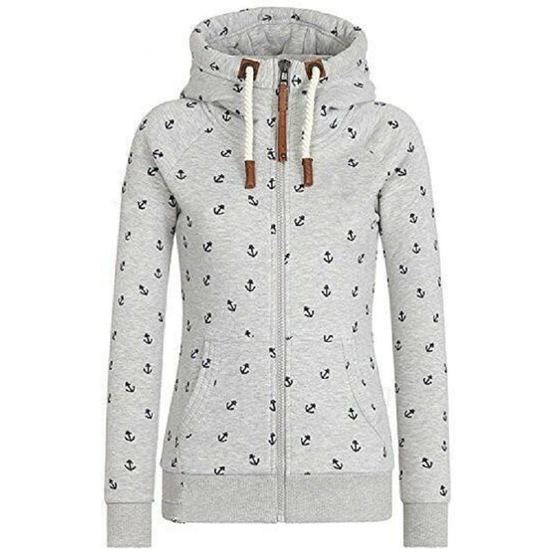 Spring Autumn Zip Hoodies Women Pink Gray Blue Green Warm Print Hooded Zipper Sweatshirt Slim Sweat Femme Hoody Moletom Feminino 201028