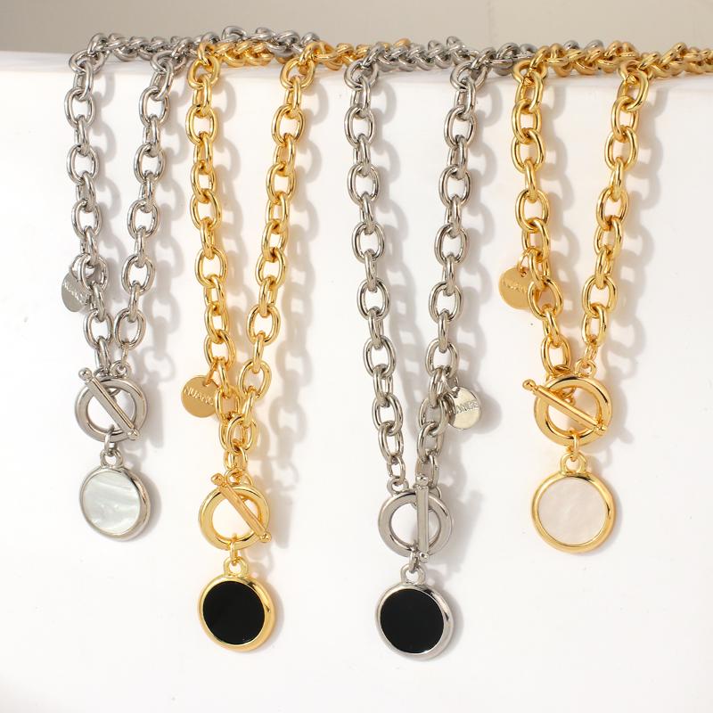 Chains Lifefontier Vintage Black White Shell Round Pendant Choker Necklaces For Women Gold Silver Color Metal Chian Necklace Jewelry
Chains Lifefontier Vintage Black White Shell Round Pendant Choker Necklaces For Women Gold Silver Color Metal Chian Necklace Jewelry
