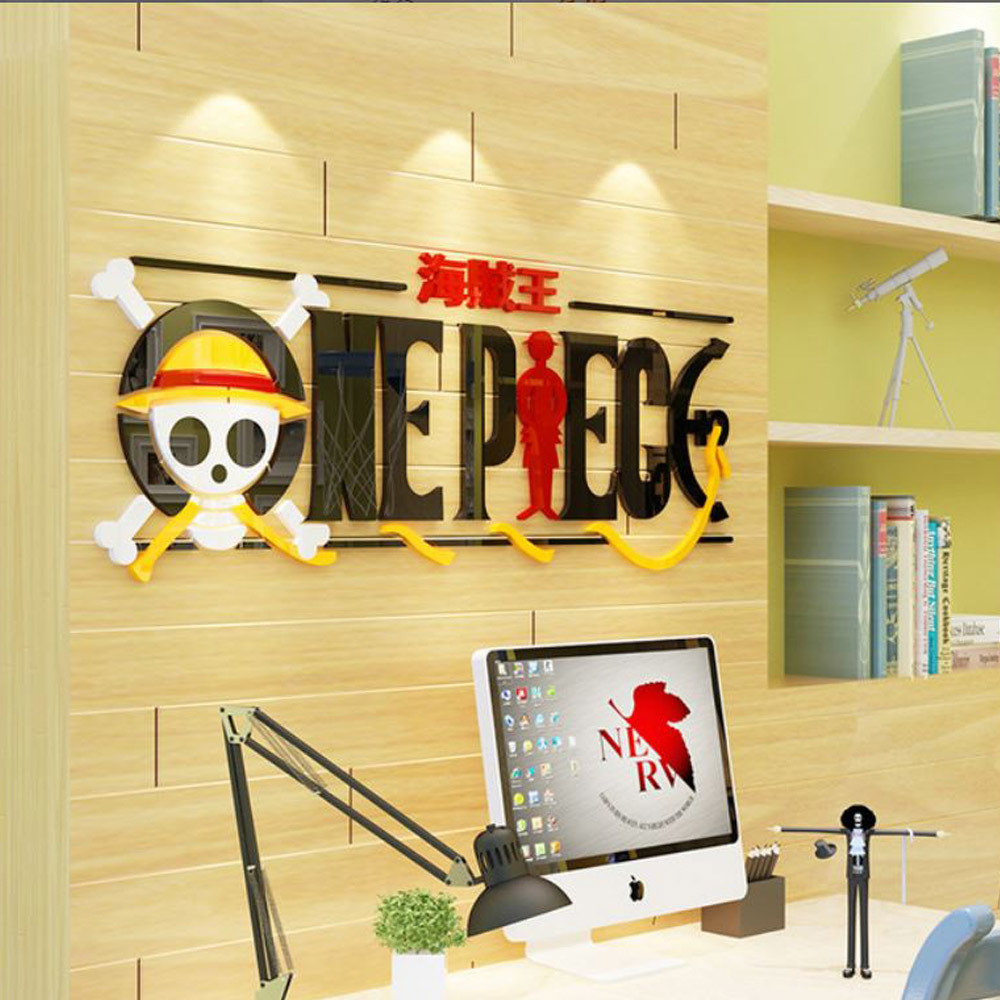 DIY Acrylic Crystal Wall Sticker One Piece Monkey D Luffy Personalized Creative Decor Bedroom Dormitory Living Room Anime Poster 210310