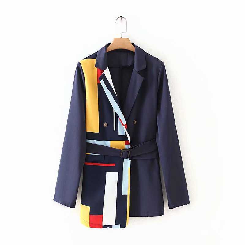 Autumn Fashion Print Splicing Belt Suit Coat Womens Blazers Black Women Elegant Casual Long 210615, Navy
Autumn Fashion Print Splicing Belt Suit Coat Womens Blazers Black Women Elegant Casual Long 210615, Navy