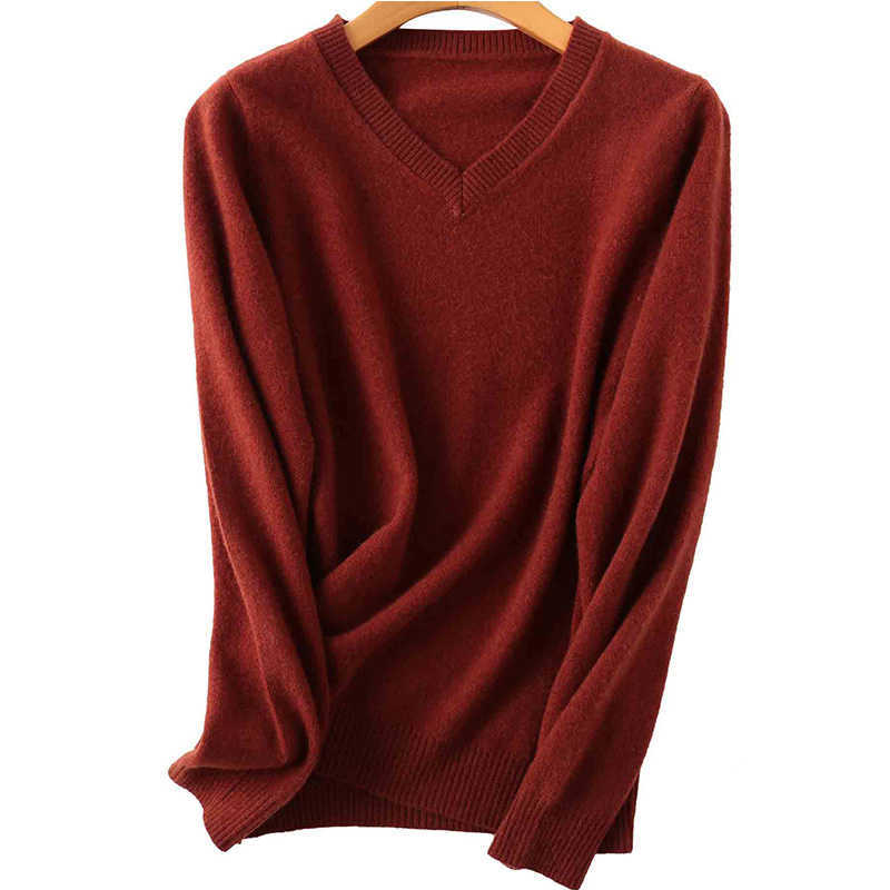 100% Merino Wool Women V-Neck Sweater Autumn Winter Warm Soft knitted Pullover Femme Jumper Women Cashmere Sweater 210918