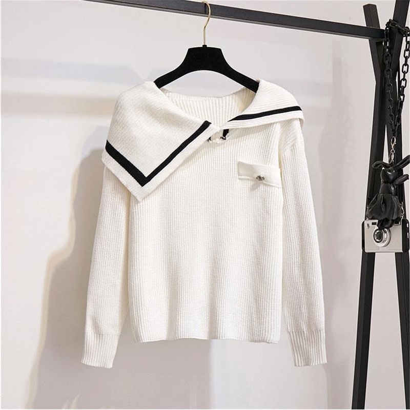 ICHOIX 2 piece skirt set student Korean style sweet women 2 piece set fall white knitted sweater casual two piece outfits T200325