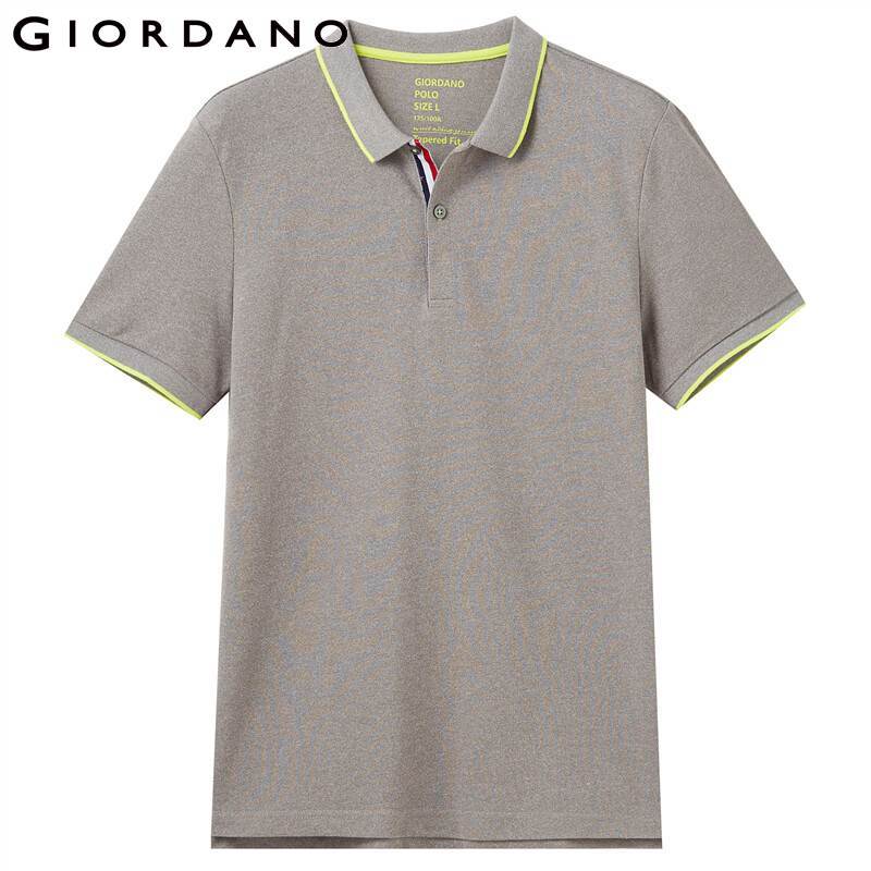 Giordano Men Polos Contrast Color Pique Short Sleeve Polo Shirt Turn Down Collar Side Vents At Hem Camisa Polo 01010392 210308