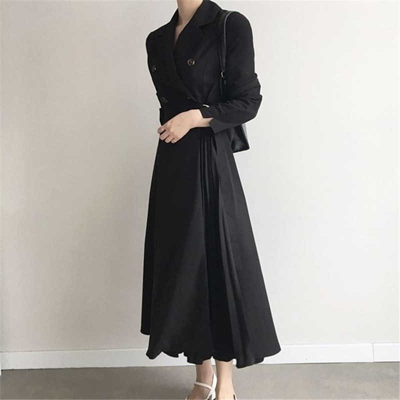 Spring and Summer Korean Casual Loose Double-breasted Women's Dress Elegant OL Wind Belt 210615Z