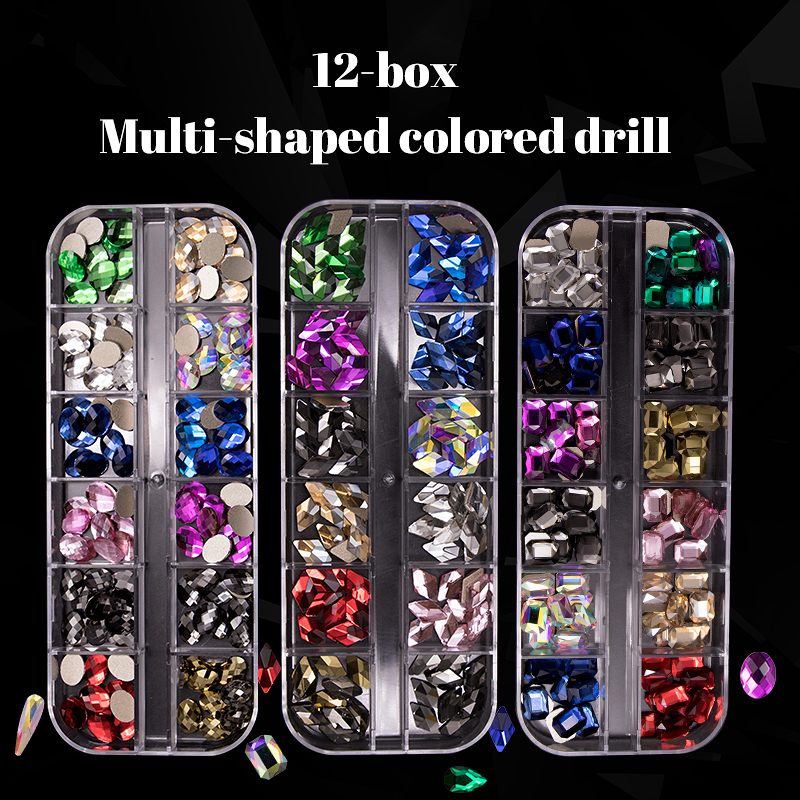 12grid big crystal acrylic Nail Art Rhinestones Set multi AB shape prismatic diamond Decorations manicure accessories kits box package NAR020
12grid big crystal acrylic Nail Art Rhinestones Set multi AB shape prismatic diamond Decorations manicure accessories kits box package NAR020