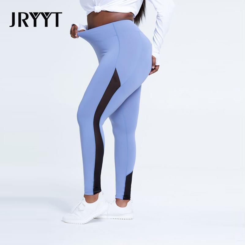 

Yoga Outfit JRYYT Plus Size Running High-waisted Patchwork Legging Women Sport Hip-lifting Seamless Leggings Stretchy Training Pants L-4XL, Blue