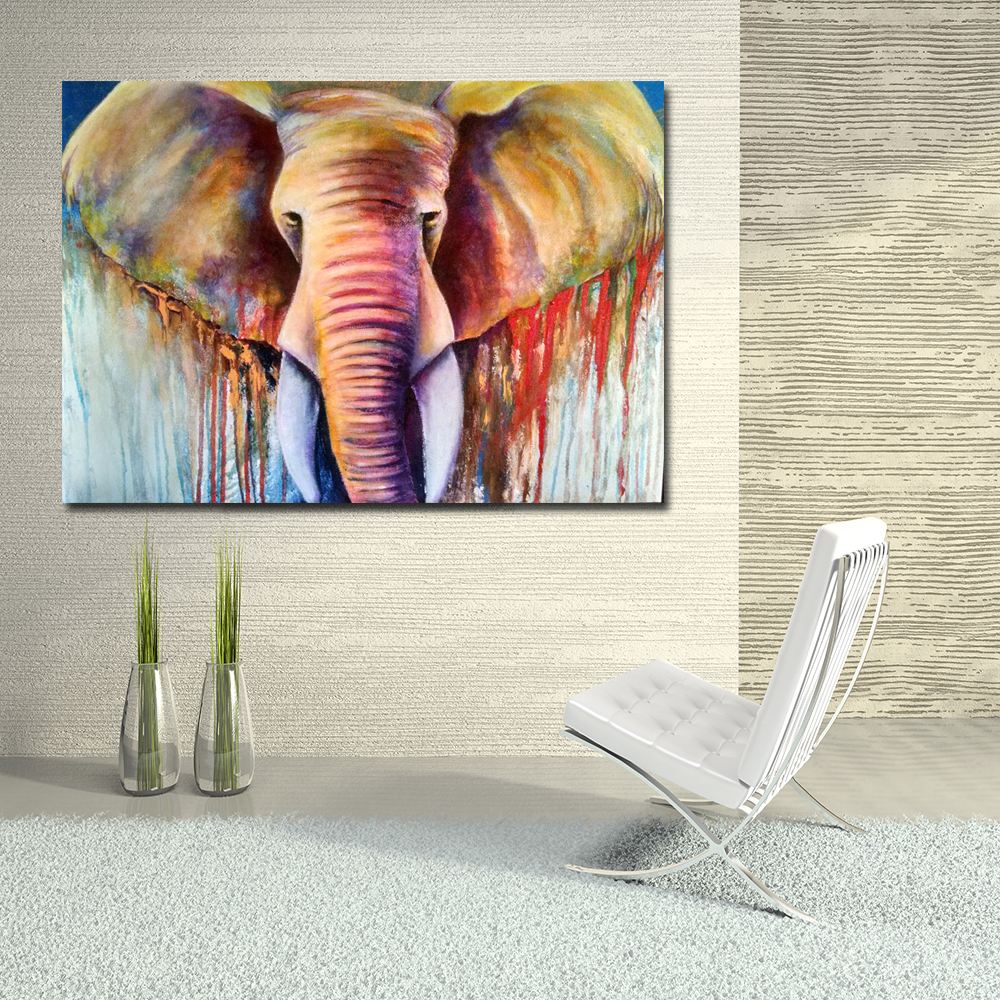 SELFLESSLY Abstract Fine Art Elephant Wall Art Print Canvas Painting Decoration For Living Room Decor Animal Picture Unframed