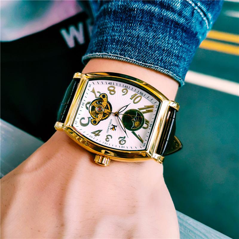 Wristwatches AOKULASIC Automatic Mechanical Mens Watches Top Brand Hollow Carved Tourbillon Watch Men Waterproof Luxury Moon Phase Oval Hour, Black silver
Wristwatches AOKULASIC Automatic Mechanical Mens Watches Top Brand Hollow Carved Tourbillon Watch Men Waterproof Luxury Moon Phase Oval Hour, Black silver