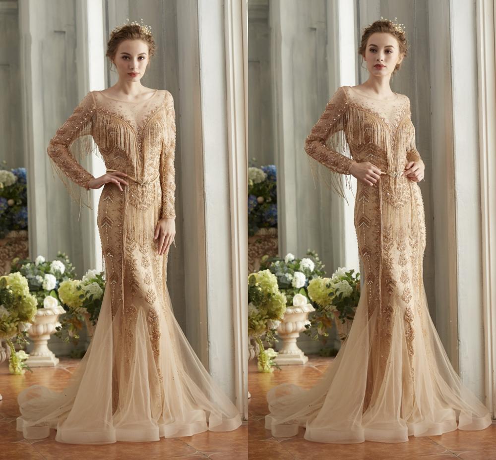 2021 New Vestidos De Noiva Dubai Beading Tassel Luxury Sexy Es Illusion Long Sleeves High-end Evening Gowns Prom 9cuk, Champagne
2021 New Vestidos De Noiva Dubai Beading Tassel Luxury Sexy Es Illusion Long Sleeves High-end Evening Gowns Prom 9cuk, Champagne