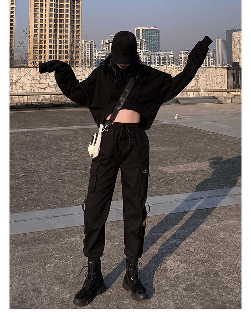 Spring Women's High Waist Cargo Pants Winter FUR Sports Loose Pants Harajuku BF Velvet Cargo Pants Elastics Trousers 211006