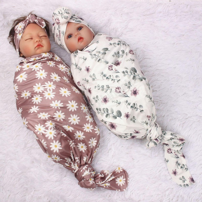 Newborn printed Sleeping Bags donut hat headband and blanket three-piece suit baby swaddle wrap towel sets