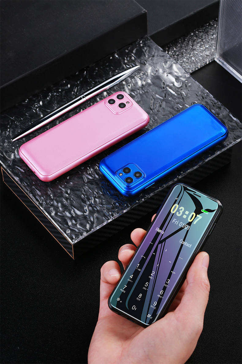 Unlocked Ultra-thin Small Cell phones Supper Mini Dual Sim Card Portable Student Mobile Phone Quit Internet Addiction Backup Phones Camera Touch Keybo