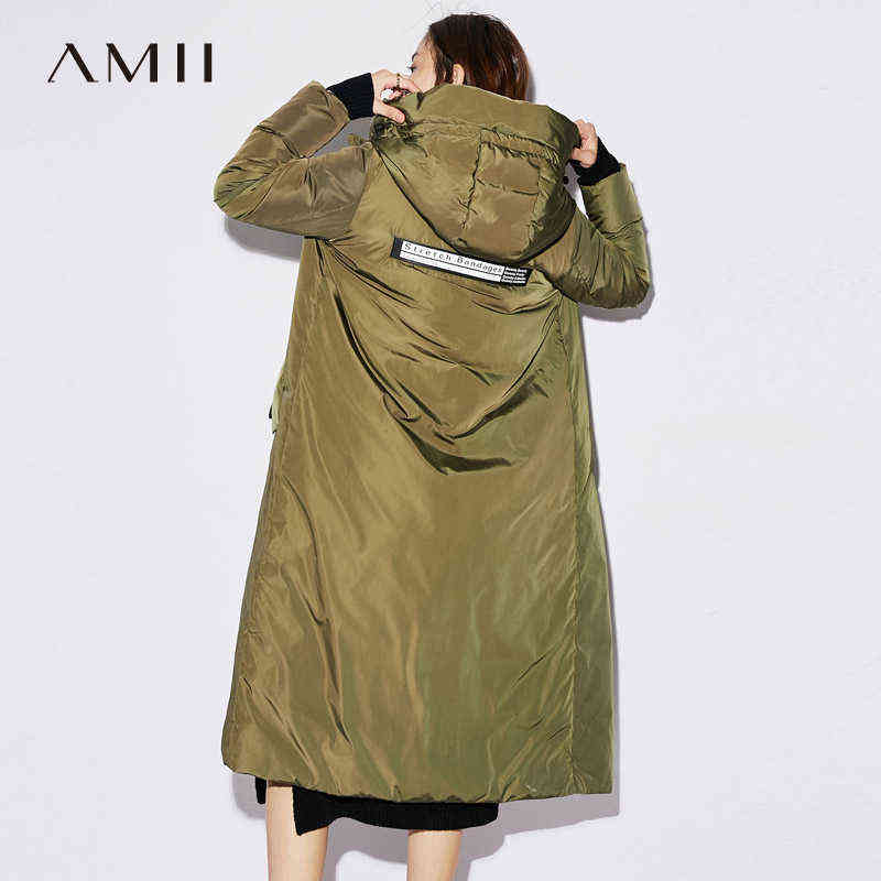 [winter sale for festival] Women Winter 90% White Duck Wide-waisted Letter Long Down Coat Hoodies Pocket 210527