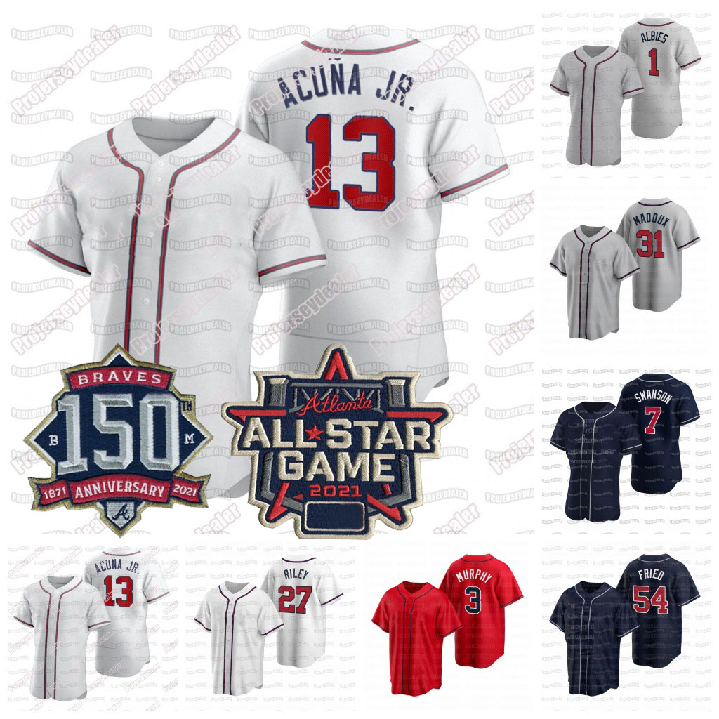 Ronald Acuna Jr. 2021 Atlanta All-Star 150th Marcell Ozuna Jersey Ozzie Albies Austin Riley Freddie Freeman Dansby Swanson Greene Donaldson, Navy cool base mens s-3xl
Ronald Acuna Jr. 2021 Atlanta All-Star 150th Marcell Ozuna Jersey Ozzie Albies Austin Riley Freddie Freeman Dansby Swanson Greene Donaldson, Navy cool base mens s-3xl