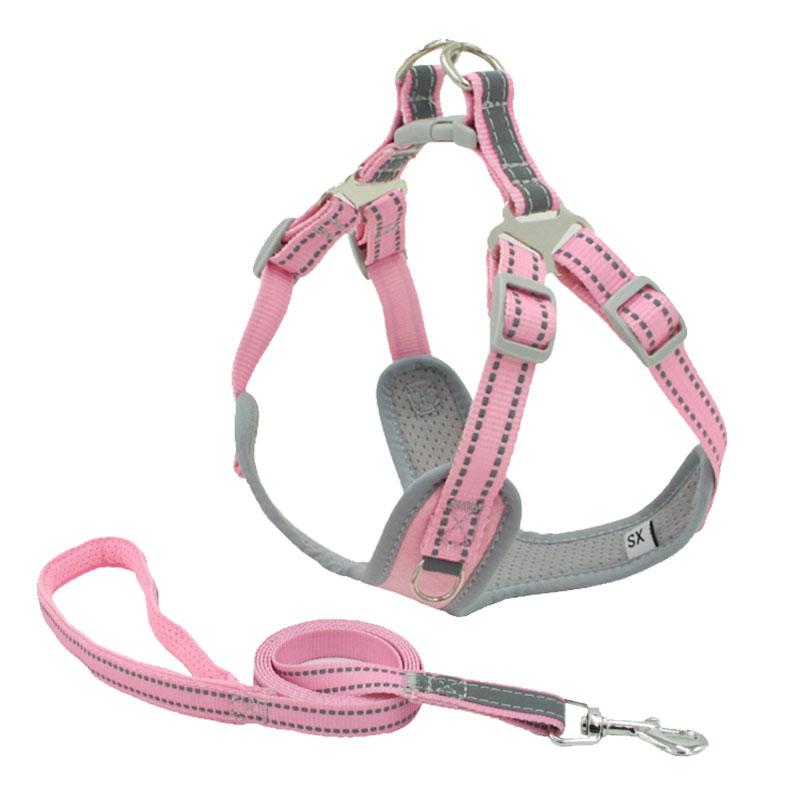 

Dog Collars & Leashes Reflective Harness Vest And Leash Set Puppy Breathable Mesh No Pull For Small Medium Dogs Pug Pet Supplies