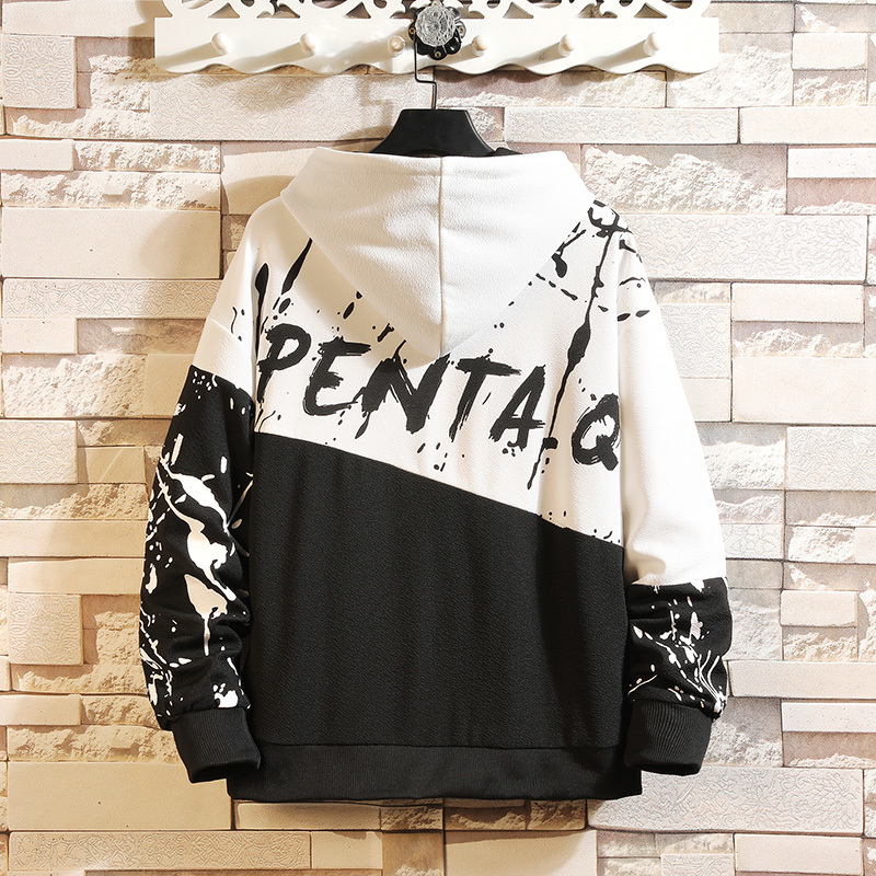 Japan Style Casual O-Neck Spring Autumn Print Hoodie Sweatshirt Men'S Thick Fleece Hip Hop High Streetwear Clothes 201103