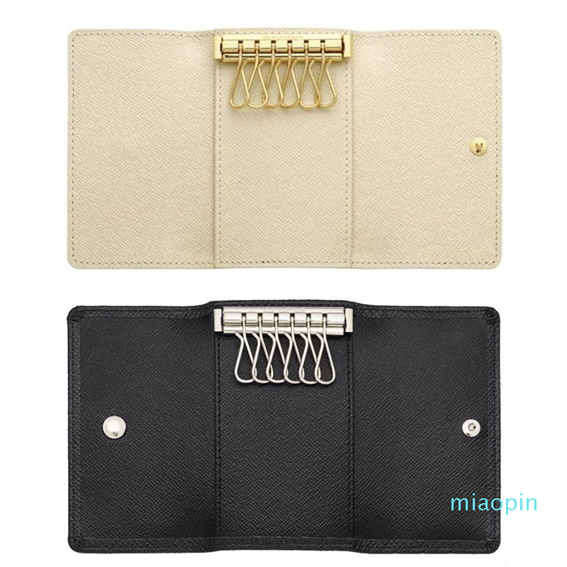 Wholesale original box luxury multicolor short wallet six key holder women men's classic zipper pocket key chain