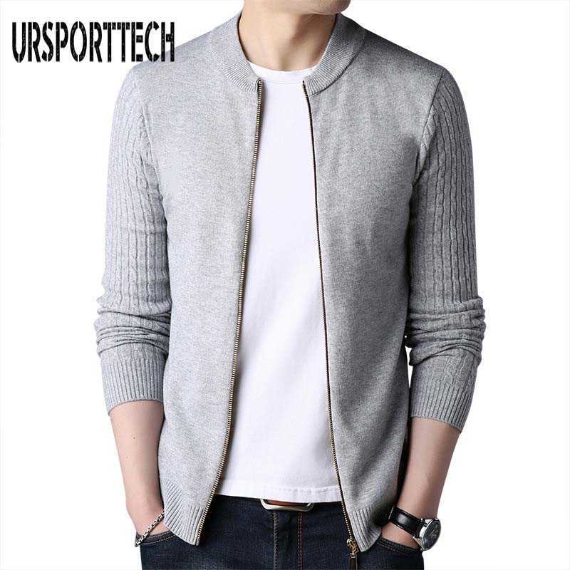 URSPORTTECH Cardigan Sweater Men Jacket Zipper Pullover Sweater Coats Male Casual Knitwear Thin Sweatercoats Plus Size M-XXXL 210528