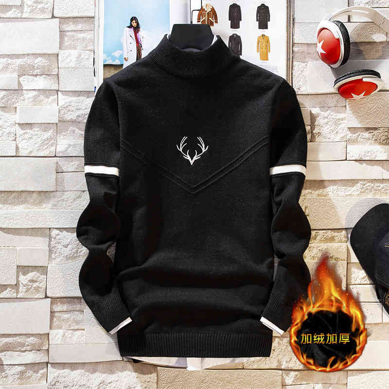 sweater knit autumn and winter men's half high collar plush thick ted shirt youth base wear, White;black
sweater knit autumn and winter men's half high collar plush thick ted shirt youth base wear, White;black