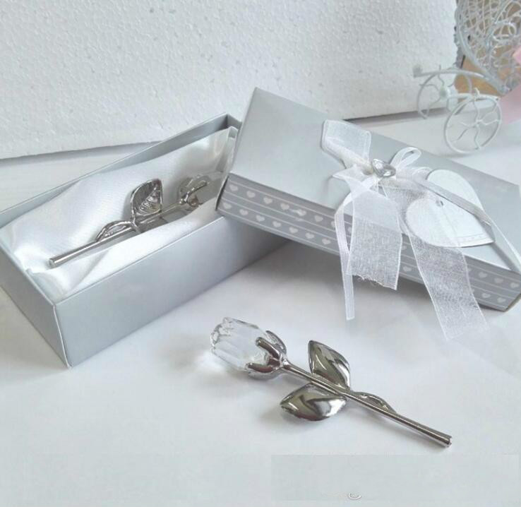 Wedding Favors Party Romantic Gifts Crystal Rose With Box Baby Shower Souvenir Ornaments For Guest